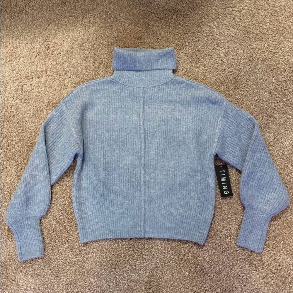Timing Light Blue Turtleneck Sweater